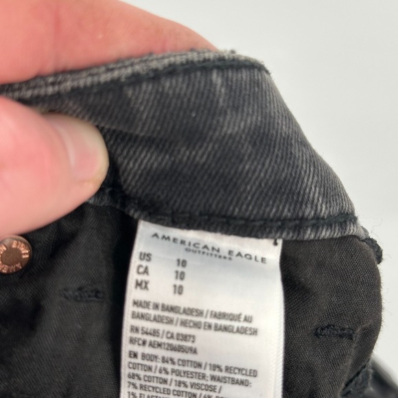 American Eagle Outfitters High Rise Baggy Shorts Womens Size 10 Black Distressed - Picture 5 of 10
